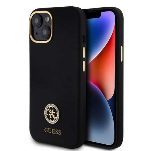 Guess Liquid Silicone 4G Strass Metal Logo Zadní Kryt pre iPhone 15