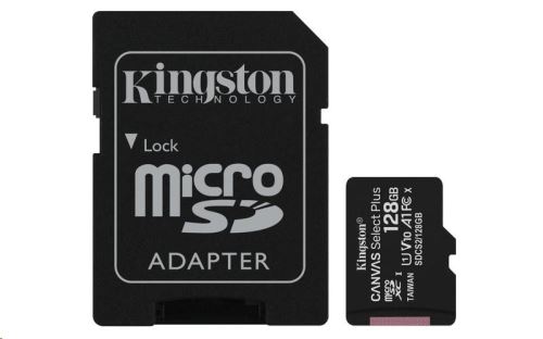 Kingston Canvas Select Plus A1/micro SDXC/128GB/100MBps/UHS-I U1/Class 10/+ Adaptér