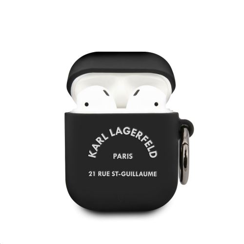 Karl Lagerfeld Rue St Guillaume Silikonové puzdro pre Airpods 1/2 Black