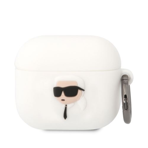 Karl Lagerfeld 3D Logo NFT Karl Head Silikonové puzdro pre Airpods 3 White