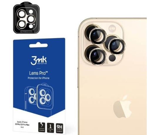 3mk tvrzené sklo Lens Pro ochrana kamery pre Apple iPhone 14 Pro / iPhone 14 Pro Max, zlat
