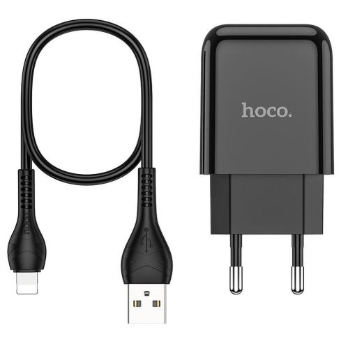 HOCO N2 Travel Charger USB Fast Charge + Lightning Cable 2AN2 Vigour Black