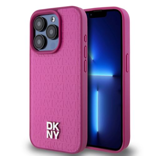 DKNY PU Leather Repeat Pattern Stack Logo Magsafe Zadní Kryt pre iPhone 15 Pro Pink