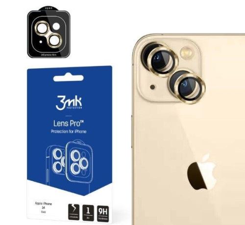 3mk tvrzené sklo Lens Pro ochrana kamery pre Apple iPhone 14 Plus, zlatá
