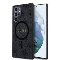 Guess PU Leather 4G Colored Ring MagSafe Zadní Kryt pre Samsung Galaxy S24 Ultra Black