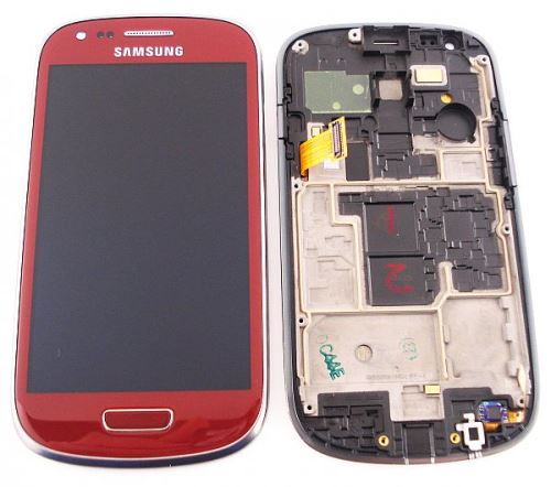 LCD displej + dotyk + predný kryt Samsung i8200 Galaxy S3 mini VE Red (červený)