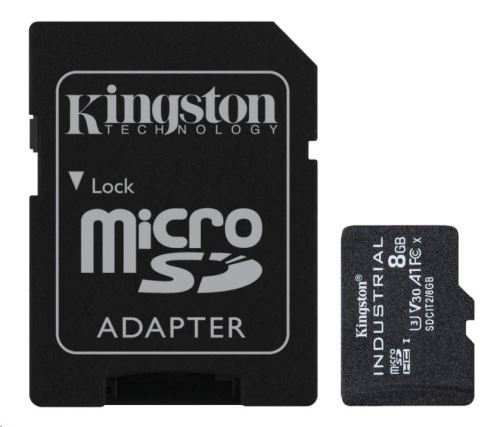 8GB microSDHC Kingston Industrial C10 A1 pSLC s adaptérem