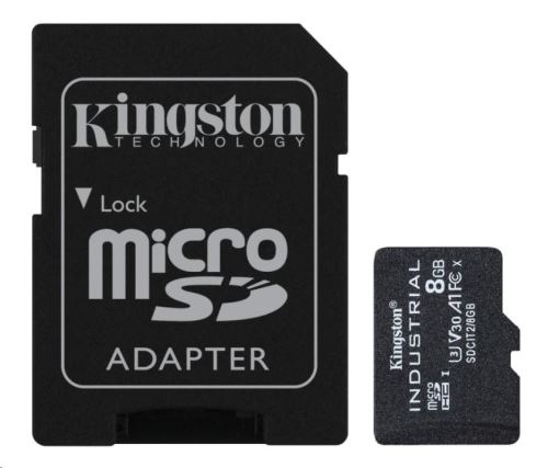 Kingston Industrial/micro SDHC/8GB/100MBps/UHS-I U3/Class 10/+ Adaptér