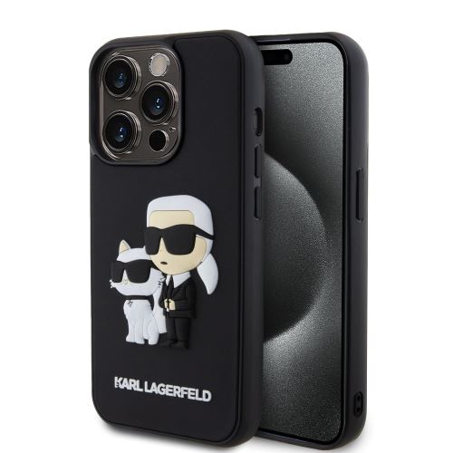 Karl Lagerfeld 3D Rubber Karl and Choupette Zadní Kryt pre iPhone 14 Pro Black