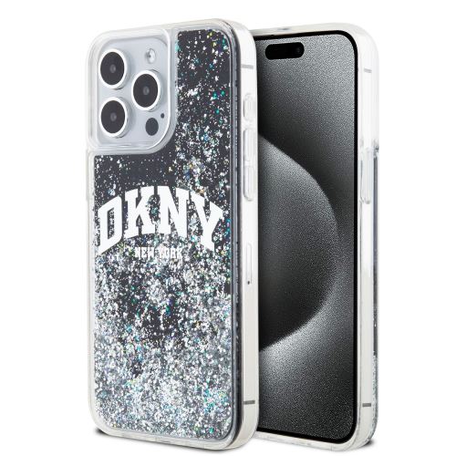 DKNY Liquid Glitter Arch Logo Zadní Kryt pre iPhone 14 Pro Max Black