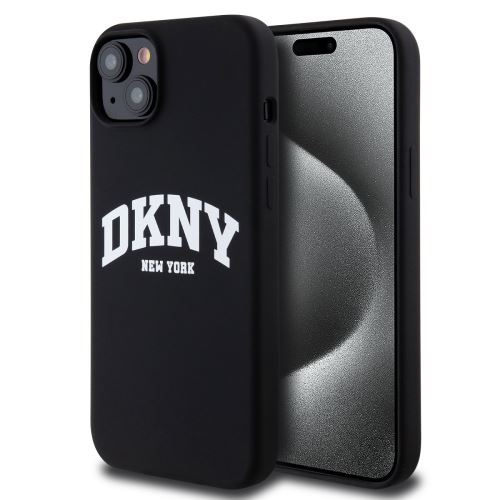 DKNY Liquid Silicone Arch Logo MagSafe Zadní Kryt pre iPhone 15 Plus Black