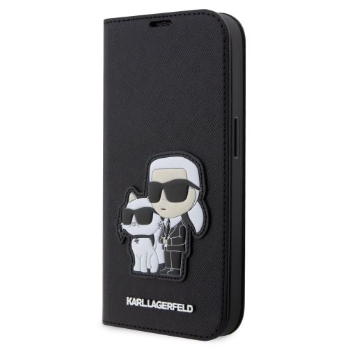 Karl Lagerfeld PU Saffiano Karl and Choupette NFT Book puzdro pre iPhone 13 Pro Max Black