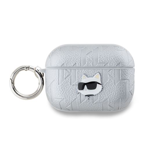 Karl Lagerfeld PU Embossed Choupette Head puzdro pre AirPods 3 Silver