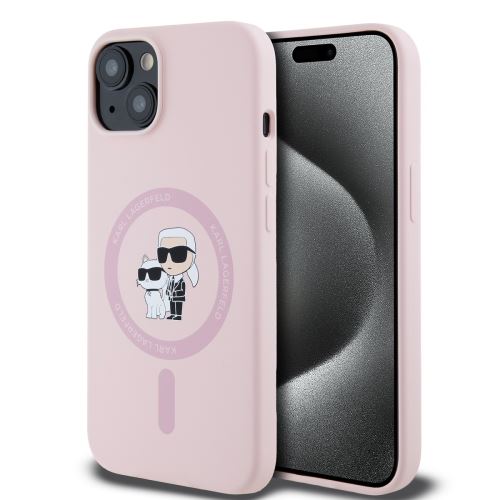 Karl Lagerfeld Liquid Silicone Karl and Choupette Magsafe Zadní Kryt pre iPhone 14 Pink