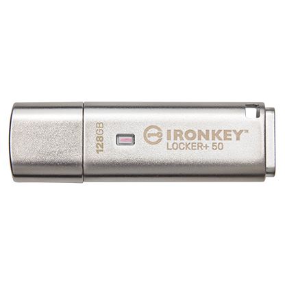 Kingston IronKey Locker+ 50/128GB/145MBps/USB 3.1/USB-A/Strieborná