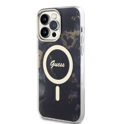 Guess Marble IML MagSafe Kompatibilní Zadní Kryt pre iPhone 14 Pro Max Black
