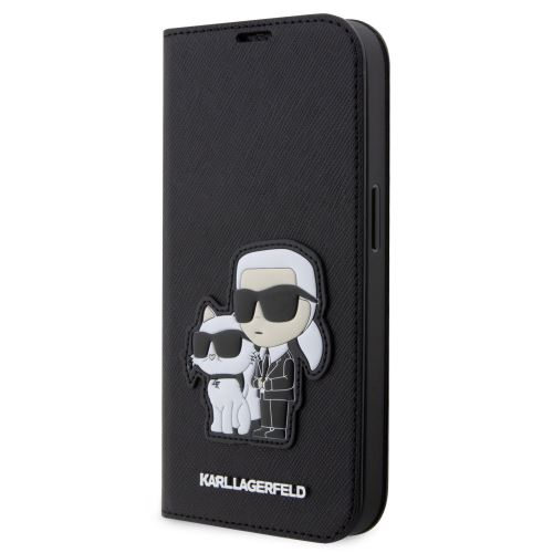 Karl Lagerfeld PU Saffiano Karl and Choupette NFT Book puzdro pre iPhone 13 Pro Black
