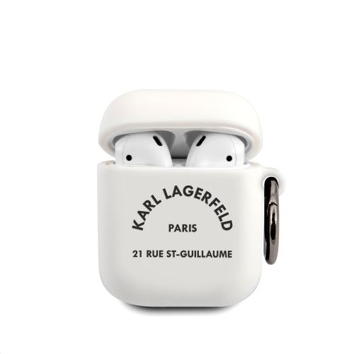 Karl Lagerfeld Rue St Guillaume Silikonové puzdro pre Airpods 1/2 White