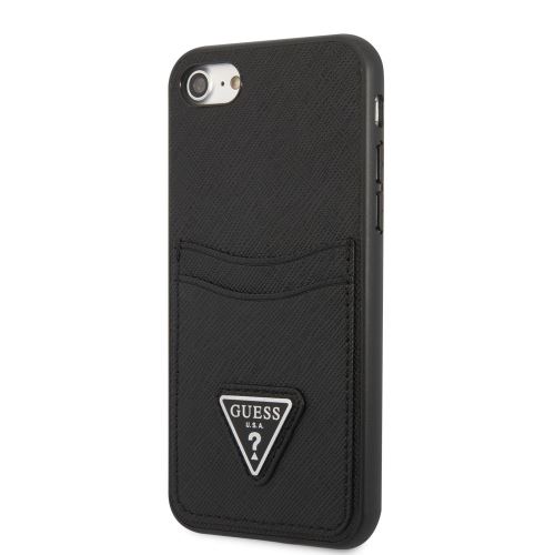 Guess Saffiano Double Card Zadní Kryt pro Apple iPhone 7/8/SE2020/SE2022 Black