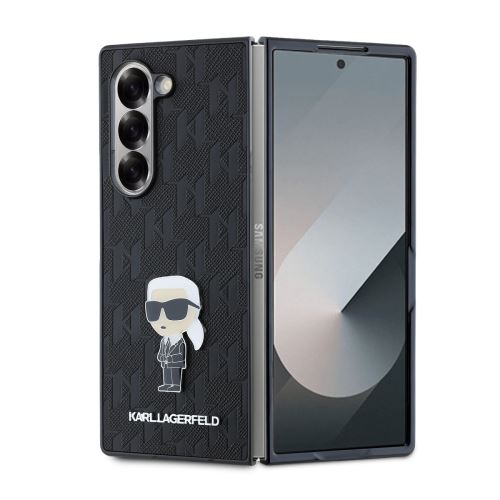 Karl Lagerfeld PU Saffiano Monogram Ikonik Zadní Kryt pre Samsung Galaxy Z Fold 6 Black