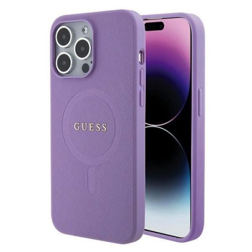 Guess PU Saffiano MagSafe Zadní Kryt pre iPhone 15 Pro Purple