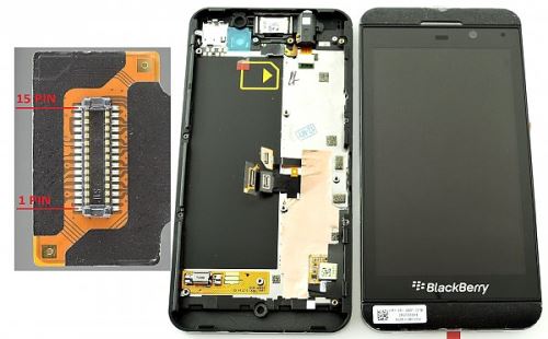 LCD displej + dotyk + predný kryt BlackBerry Z10 3G Black vs. 001/111 - 15pin