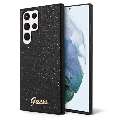 Guess PC/TPU Glitter Flakes Metal Logo Zadní Kryt pre Samsung Galaxy S24 Ultra