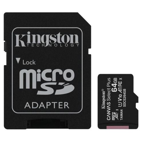 Kingston Canvas Select Plus A1/micro SDXC/64GB/100MBps/UHS-I U1/Class 10/+ Adaptér