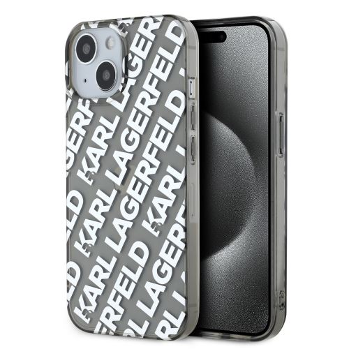 Karl Lagerfeld IML Electroplated Repeated Logo Zadní Kryt pre iPhone 15 Silver