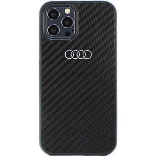 Audi Carbon Fiber Zadní Kryt pre iPhone 12/12 Pro Black