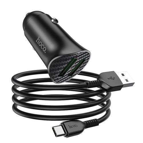 HOCO Z39 Nabíječka do auta 2 x USB QC 3.0 18W + Kabel Type C Black