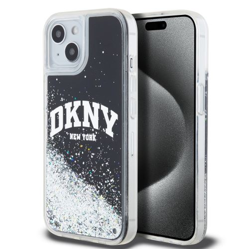 DKNY Liquid Glitter Arch Logo Zadní Kryt pre iPhone 14 Black