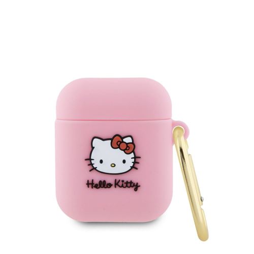 Hello Kitty Liquid Silicone 3D Kitty Head Logo puzdro pre AirPods 1/2 Pink