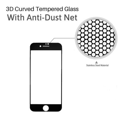 Apple iPhone 7,8 3D tvrzené sklo+prachovka sluchátka černé