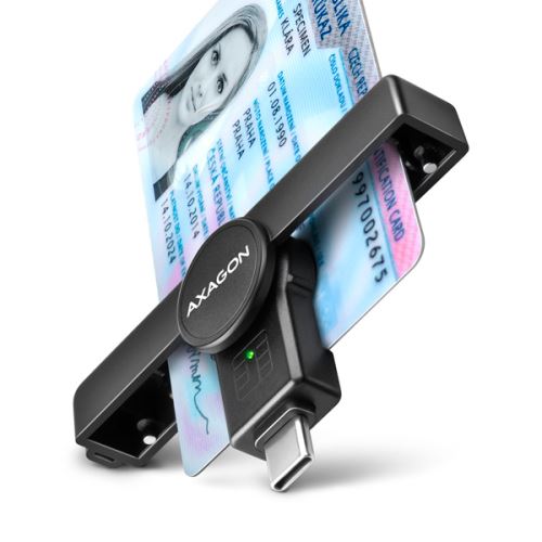 AXAGON CRE-SMPC, USB-C PocketReader čtečka kontaktních karet Smart card (eObčanka, eID kli