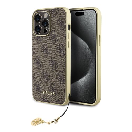 Guess 4G Charms Zadní Kryt pre iPhone 15 Pro Max Brown