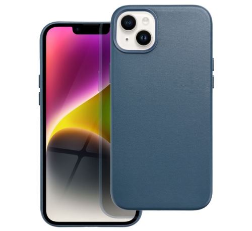 Kryt ochranný Mag Cover pre Apple iPhone 14, kožený, indigově modrá