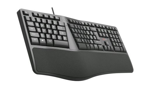 Klávesnica C-TECH KB-113E USB, ERGO, čierna, CZ/ SK