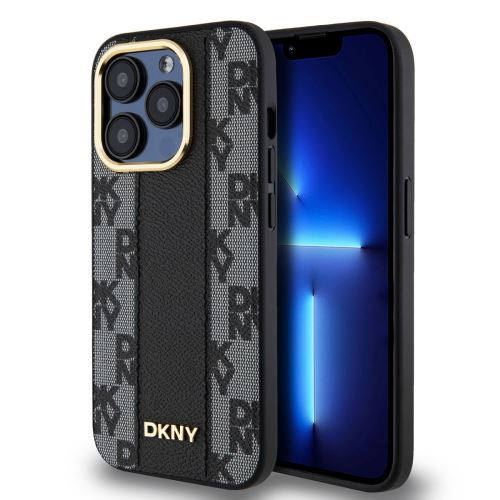 DKNY PU Leather Checkered Pattern Magsafe Zadní Kryt pre iPhone 15 Pro Max Black