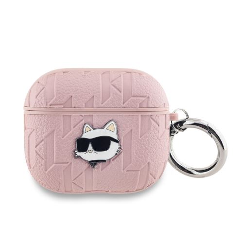 Karl Lagerfeld PU Embossed Choupette Head puzdro pre AirPods 3 Pink