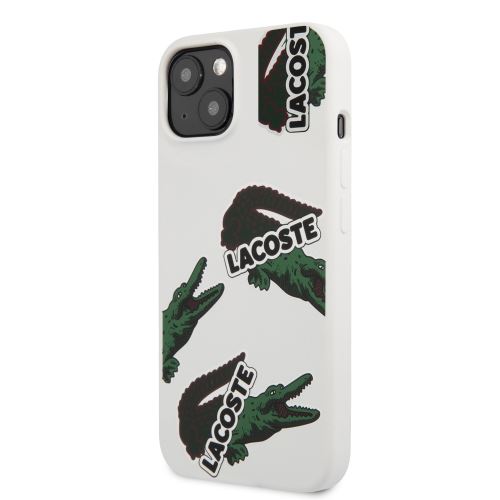 Lacoste Liquid Silicone Allover Pattern Kryt pre iPhone 13 White