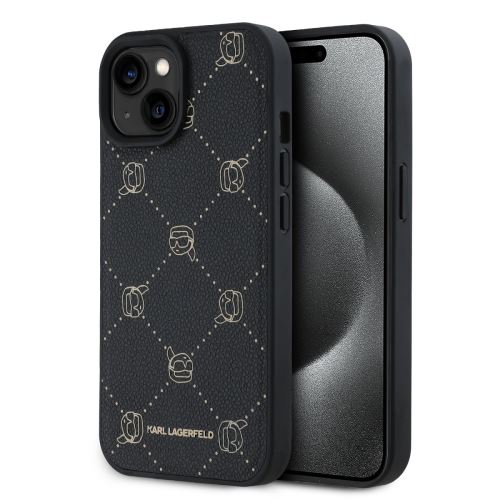 Karl Lagerfeld PU Karl Heads Pattern Magsafe Zadní Kryt pre iPhone 15 Black