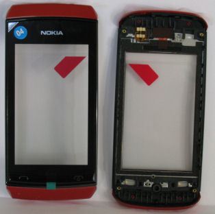 Nokia Asha 305,306 predný kryt s dotykom červený