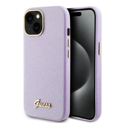 Guess PU Glitter Full Wrapped Zadní Kryt pre iPhone 15 Lilac