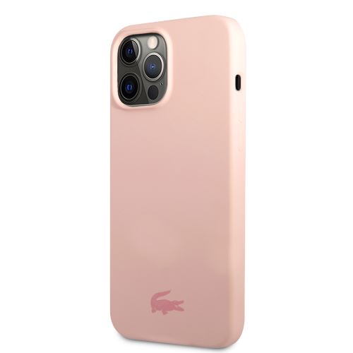 Lacoste Liquid Silicone Glossy Printing Logo Kryt pre iPhone 13 Pro Pink