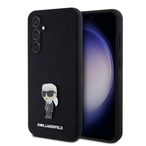 Karl Lagerfeld Liquid Silicone Metal Ikonik Zadný Kryt pre Samsung Galaxy S23 FE Black