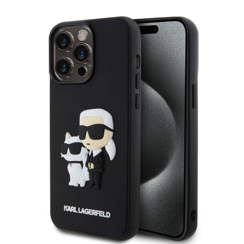 Karl Lagerfeld 3D Rubber Karl and Choupette Zadní Kryt pre iPhone 14 Pro Max Black
