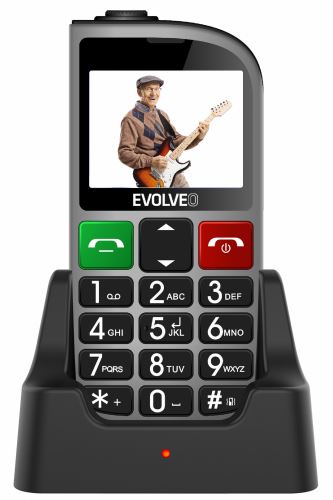 EVOLVEO EasyPhone FM, mobilní telefon pro seniory s nabíjecím stojánkem