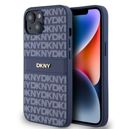 DKNY PU Leather Repeat Pattern Tonal Stripe Zadní Kryt pre iPhone 14