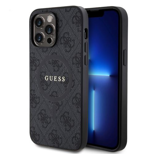 Guess PU Leather 4G Colored Ring MagSafe Zadní Kryt pre iPhone 14 Pro Max Black